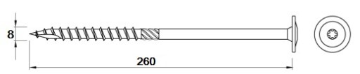 TESÁRSKE SKRUTY DO DREVA 8x240mm TORX 2 ks