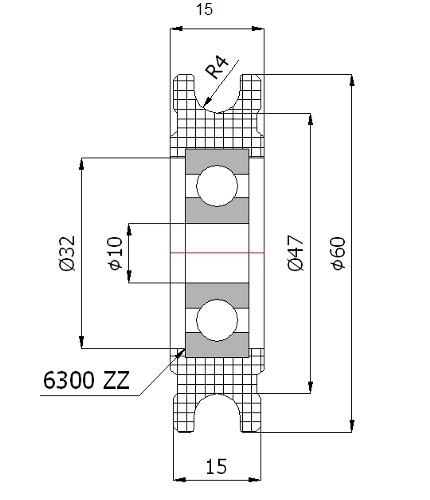 fi 60 LANOVÝ VALEC Otvor 8 mm fi 10 BLOKOV