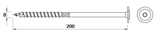 TEPOVACIE SKRUTKY TVRZENÉ TORX 8x200mm 2 ks