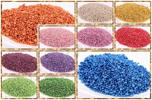 Kamienky, kamienky, perlové kremenné granule, 11 farieb