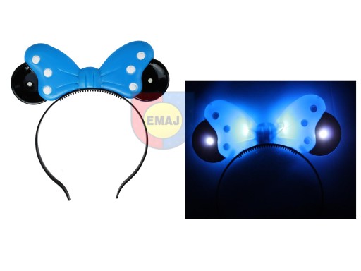 ČELENKA MINNIE MOUSE, svietiaca červená LED mašlička