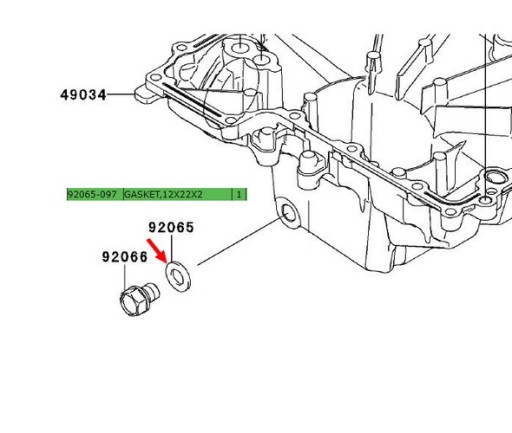 PODLOŽKA ZÁTKY NA VYPÚŠŤANIE OLEJA Kawasaki 92065-097