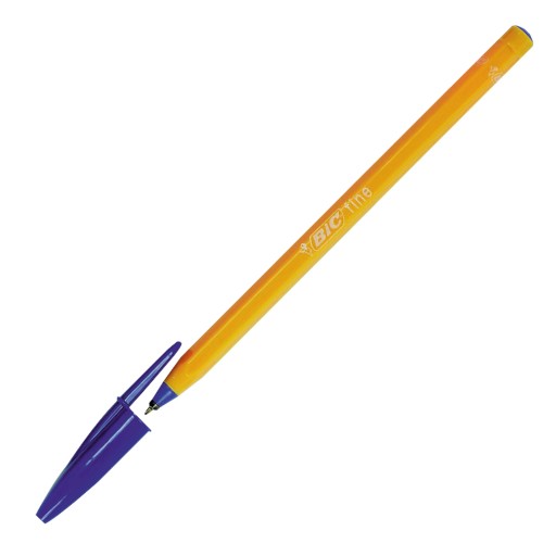 Tradičné oranžové rýchloschnúce guľôčkové pero BIC Orange fine blue 8x