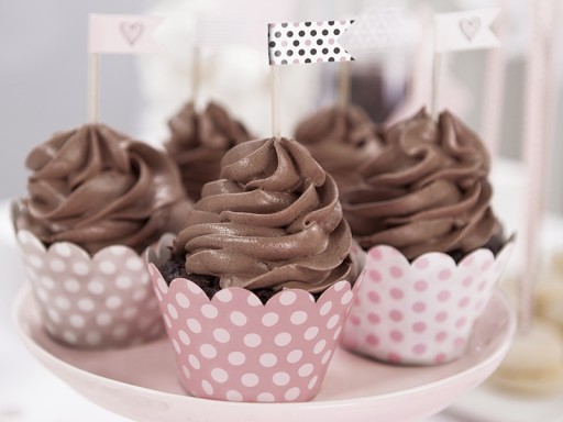 košíčky na muffiny RUŽOVÝ zlatý prúžok SVADBA 6 ks